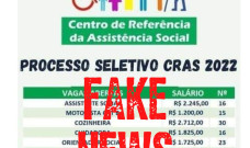 FAS alerta sobre falso processo seletivo dos CRAS